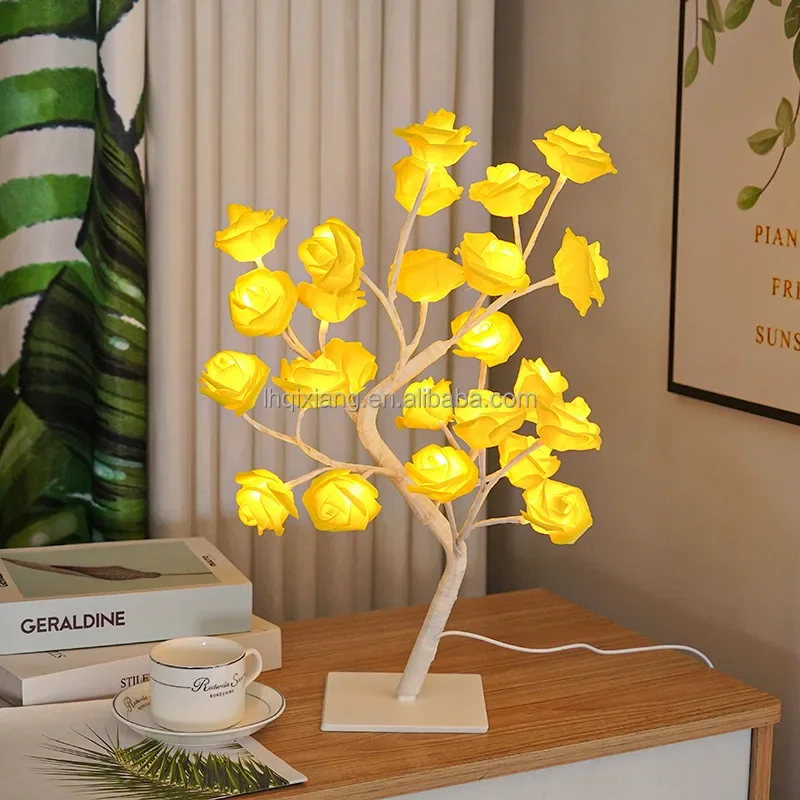 L Hot Sale 24LED Rose Tree Light Battery/USB Operated LED Flower Tree Table Lamp For Wedding Tabletop Bonsai Tree Light