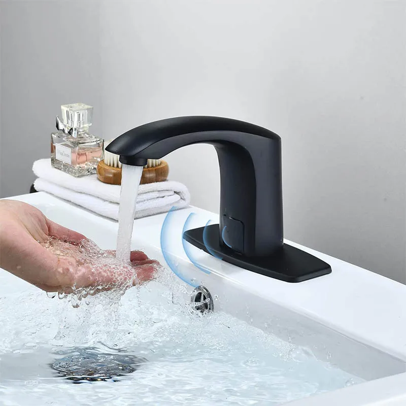 Black 304 Stainless Steel Washbasin Waterfall Zinc Bathroom Gold Basin Faucet Handle Manufacturers With Sensor