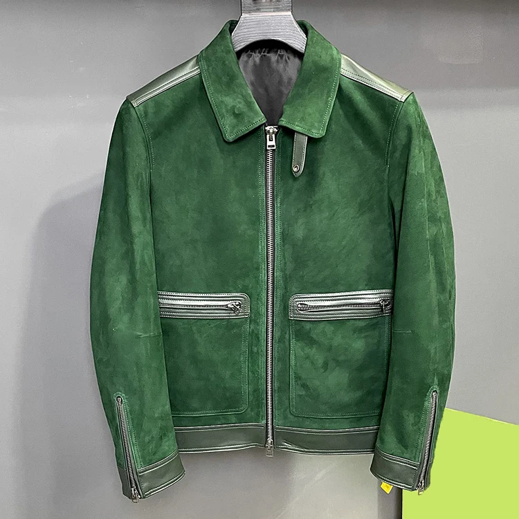 Men Original Mens Genuine Leather Jacket Neutral fashion sheepskin suede genuine leather jacket