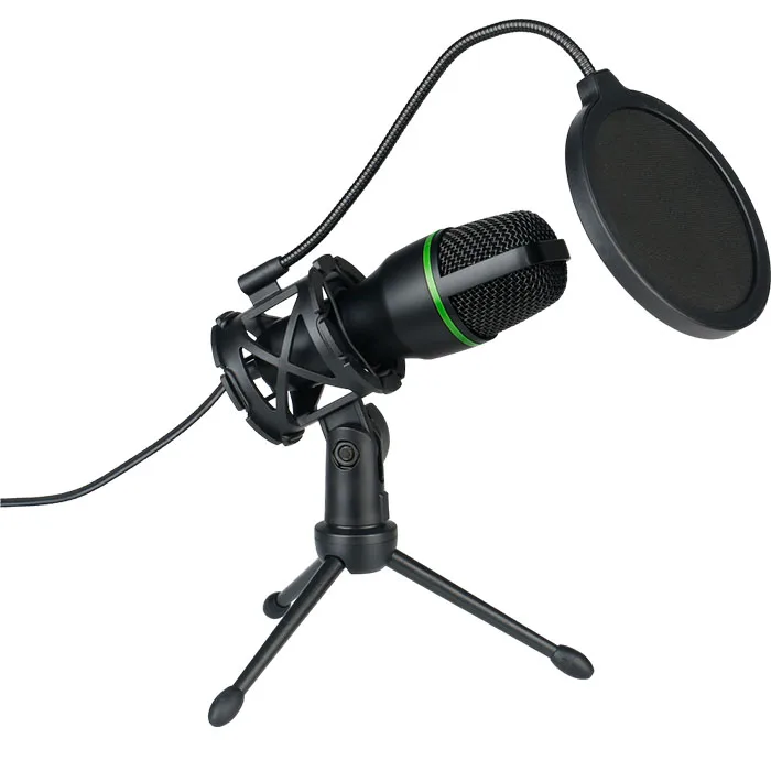 RGB проводной компьютерный микрофон для ПК игровой Настольный конденсаторный со штативом