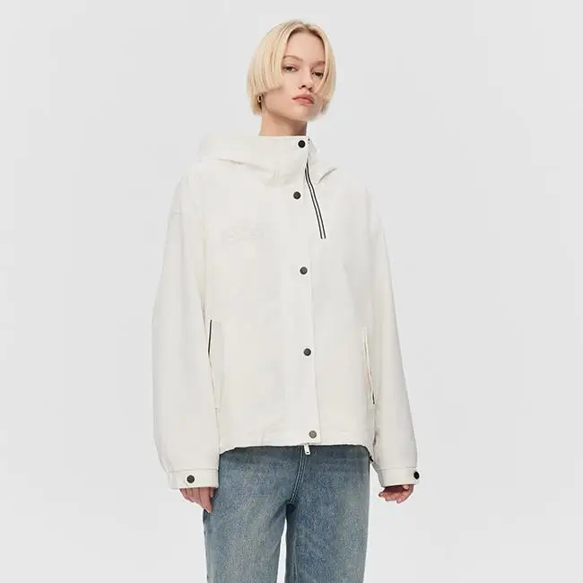Custom Long Sleeve Zipper Fly Beige Color Jacket Casual Fashion Cargo Hoodie Coat For Women