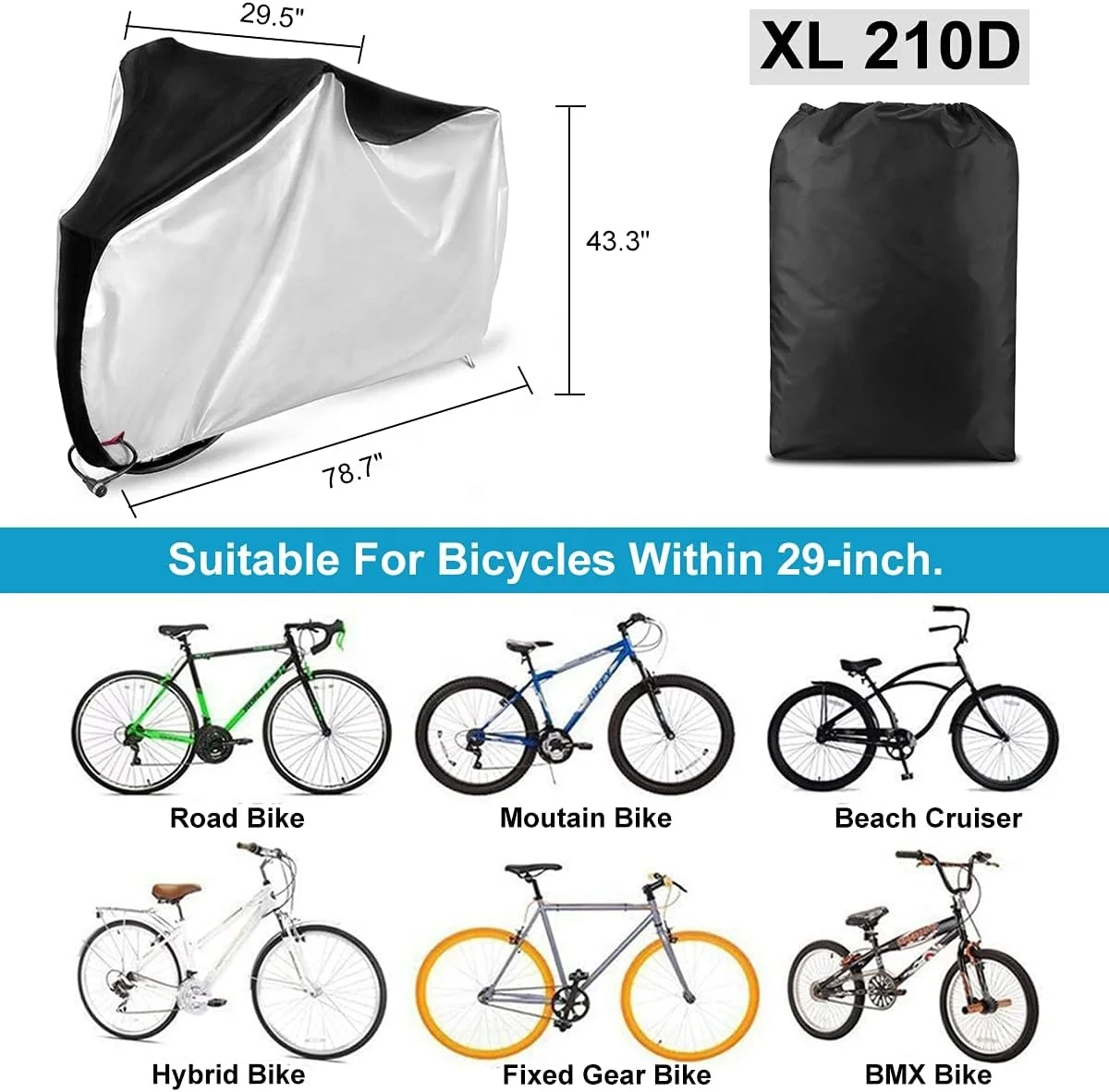 Waterproof Factory Stock Motorcycle Cover Sunproof and Windproof Bicycle Cover for Motor Bike Bicycle Furniture Accessories