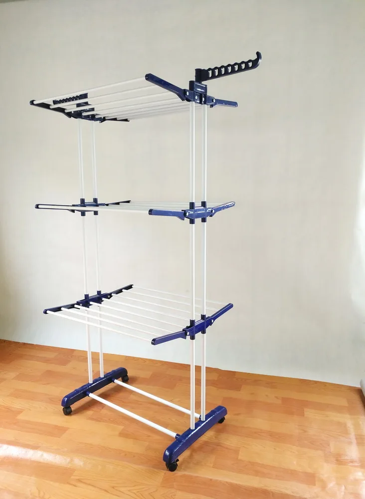 BS 8031 folding clothes drying rack that can be  adjustable and folded into small box