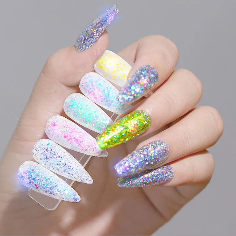
High Quality 12 Color Waterproof Nail Sequins Acrylic Powder For Dipping 