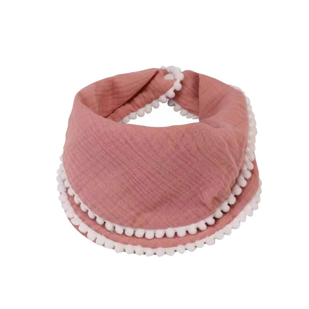 Baby Bandana Drool Bibs Muslin Cotton Toddler Bibs Unisex Teething  pom pom Bibs