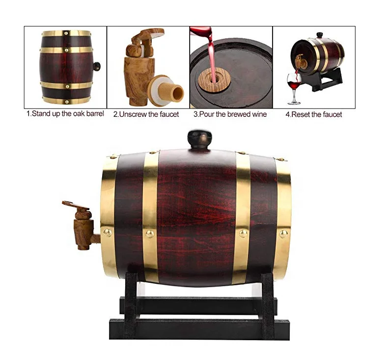 
1.5 liters of wine, beer, whiskey, rum, oak wine in oak barrels 