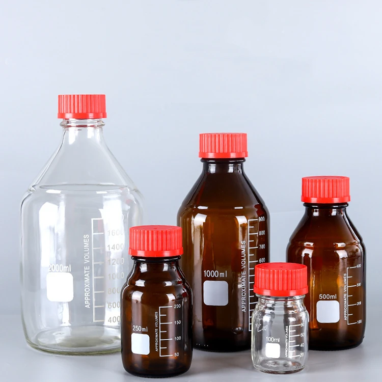 Classic 250ml Round Lab Storage Glass Media Bottle Laboratory Media Storage Glass Bottle With GL45 Screw Lid