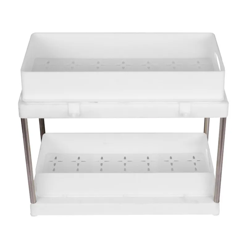 GQK Modern 2-Tier under Sink Organizer for Bathroom or Kitchen Black Drawer with Sliding Cabinet Basket