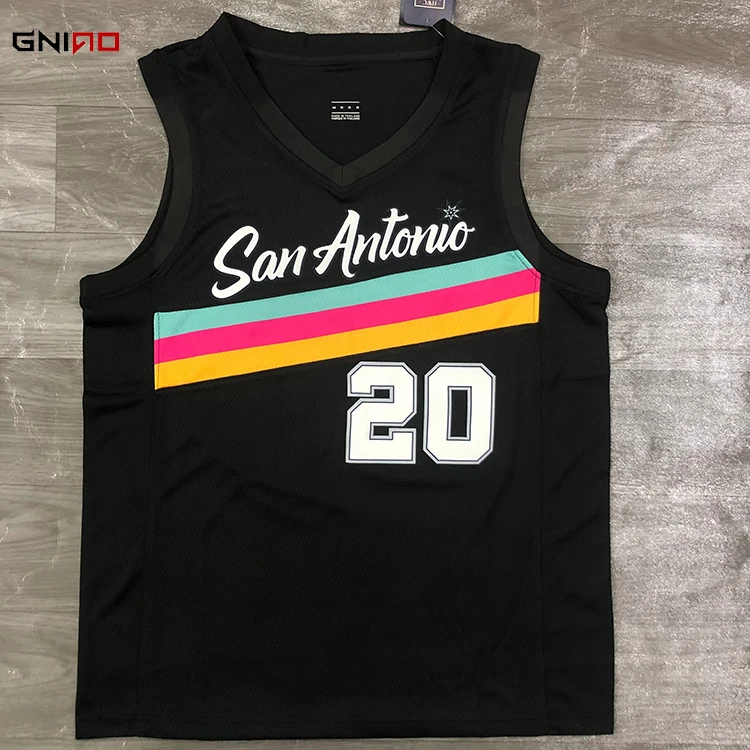 2021 Season Spurs Basketball Jersey Heat Press Printing Number 20 Basketball Jersey