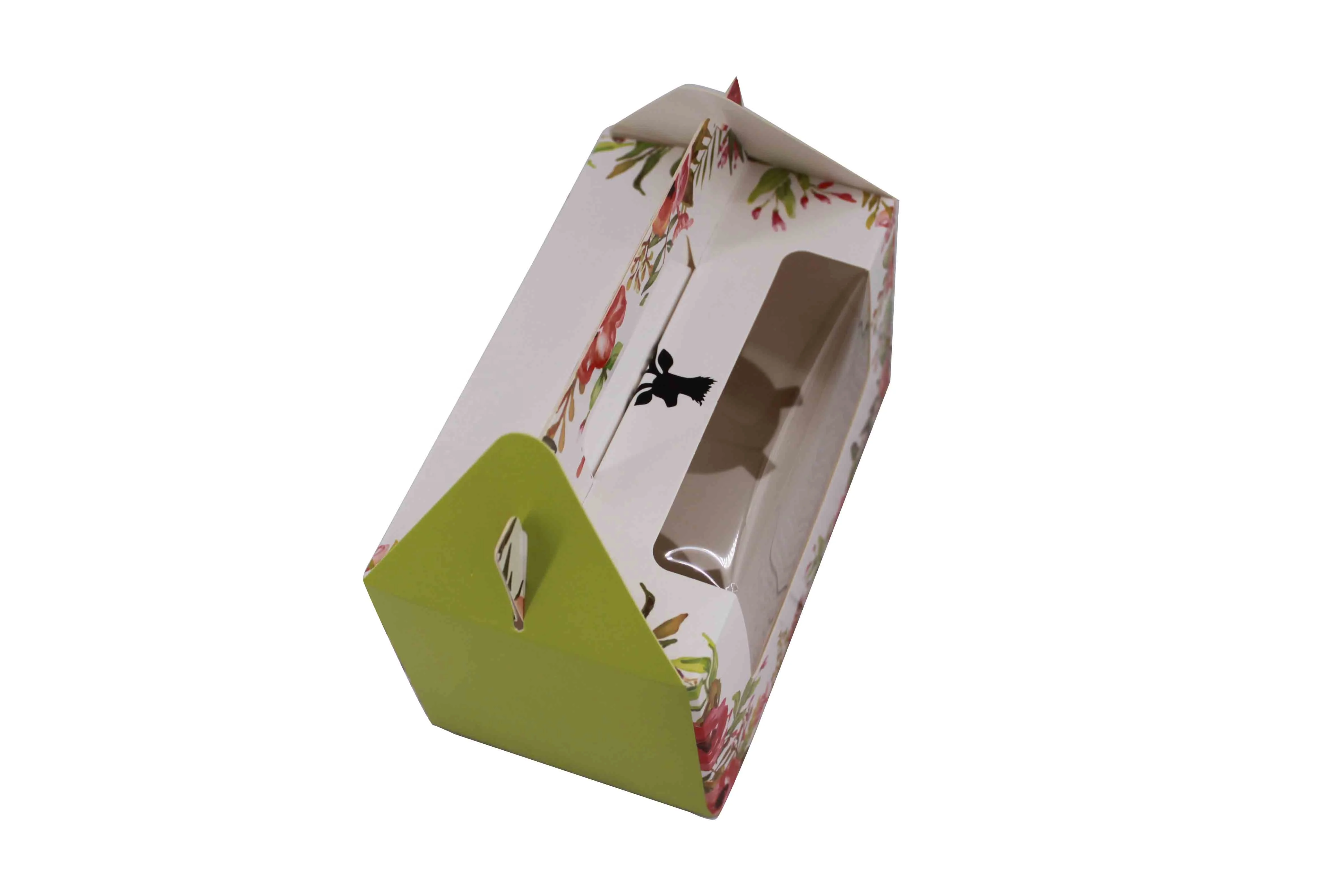 Creative design folding disposable recycled paper box for cake