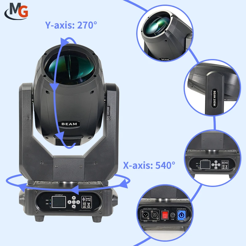 Mglight 295W Sharpy Beam 295 9R Wide Beam Light Prism Moving Head Beam Light for DJ Disco Wedding Stage