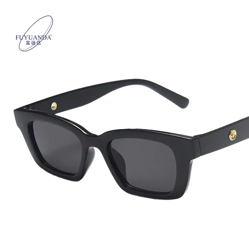 FUYUANDA UV400 Square Sunglasses Retro Vintage Flat Top Shades for Men Women & Children Black PC Frame Night Vision Glasses
