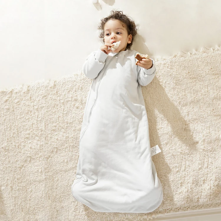 Hot Sale Eco-Friendly Breathable Soft Dual zipper Organic Bamboo Cotton Baby Wearable Blanket Kid sleeping bag