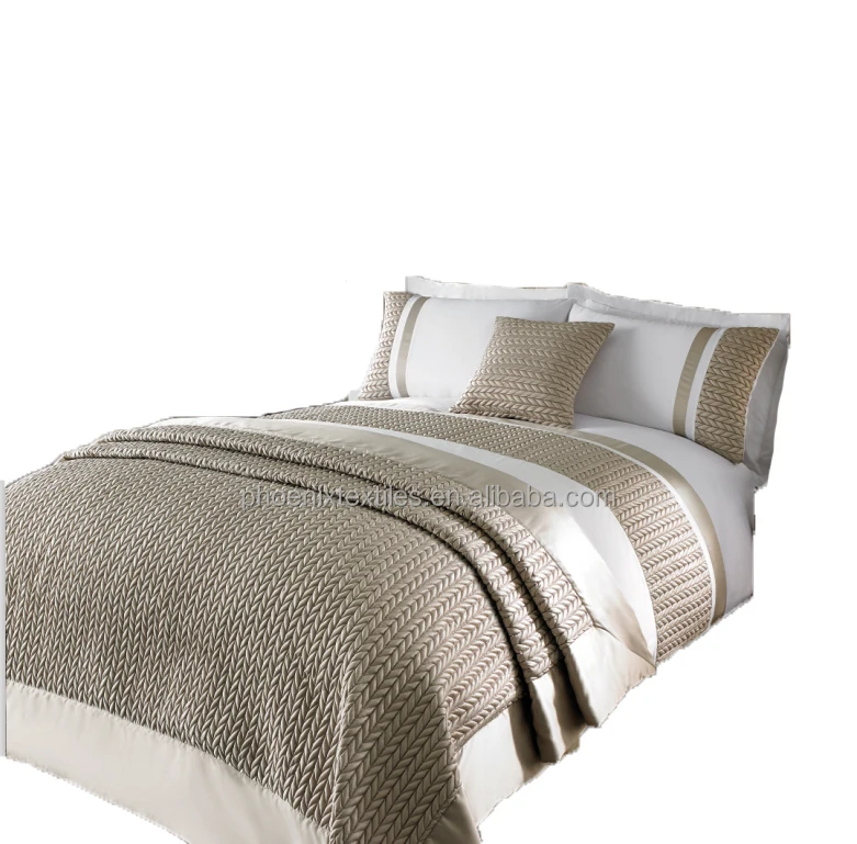 Computer Flower Embroidery Cotton Stripe Hotel Bed Linen for Hotels