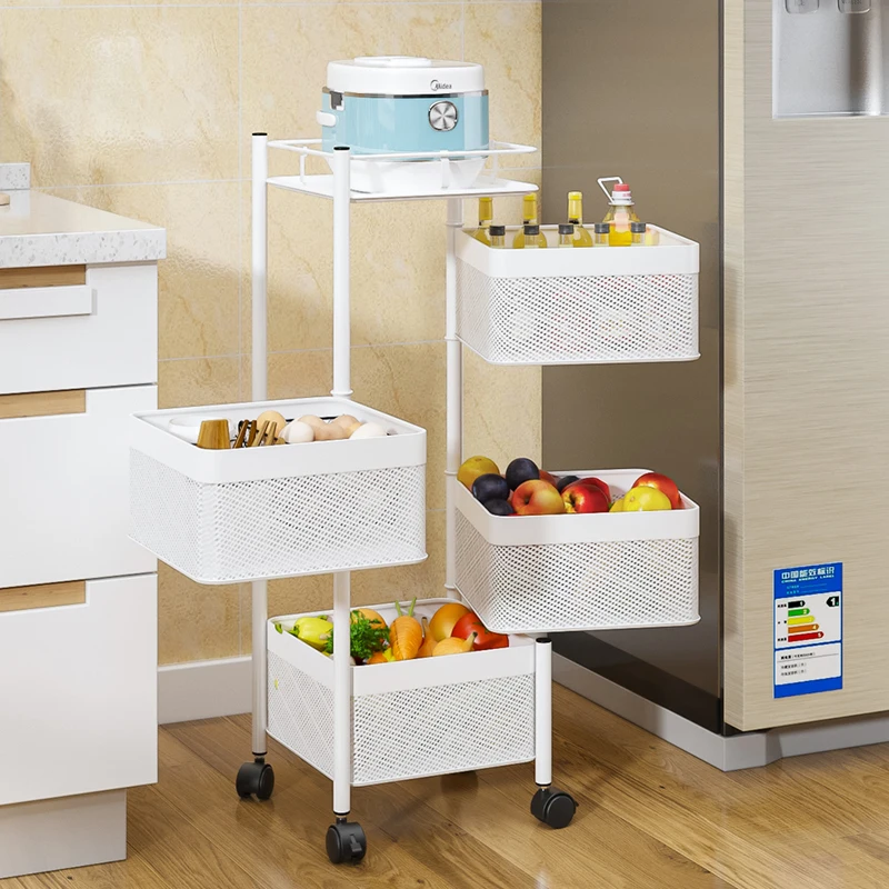 Rotating Vegetable Shelving Kitchen Floor Multi - layer Shelving Cylindrical Storage Rack