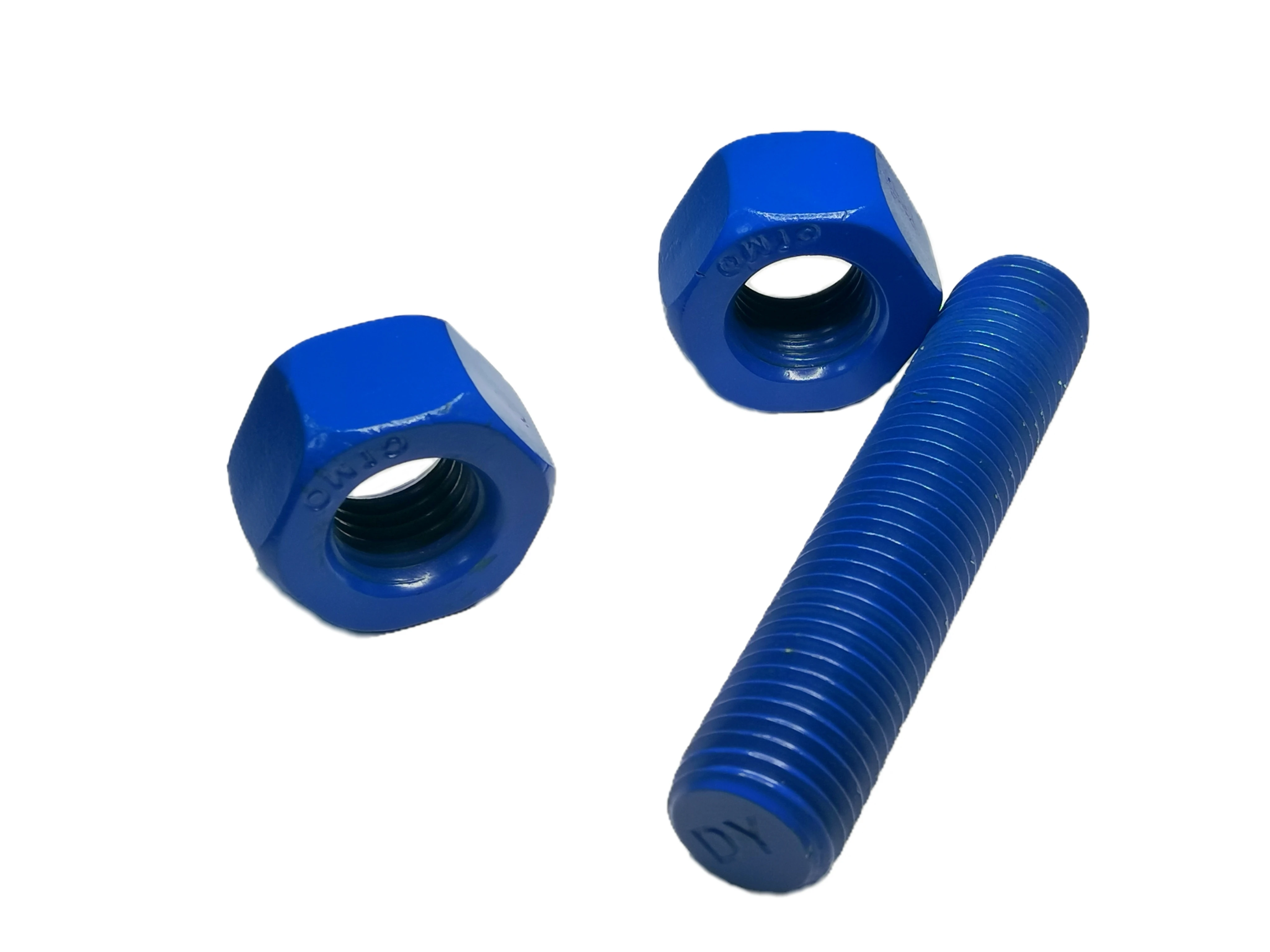 Factory supply  carbon steel PTFE ASTM A193 B7 double head Stud Bolt High Tensile Full Threaded Bar Stud Bolt with 2h nut