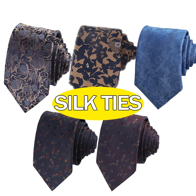 2024 Hot Selling China Factory Wholesale 100% Silk Tie Quality Assurance Low Price Flower Pattern Fashion Necktie For Men