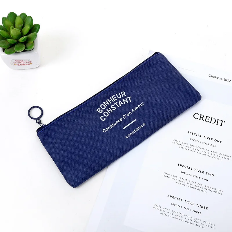 Concise Solid Pencil Case for Girls Boys Student School Pencil Bag Canvas Pencil Box Pencilcase School Supplies Stationery