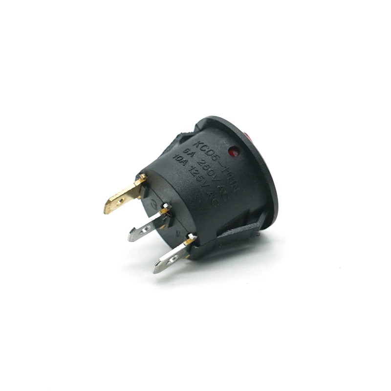 Multi-effect Round Spst 3 Pin On-off Red Led Lamp Rocker Switch t120/55 6A 10A 16A t105 2way 2position 12v 250vac