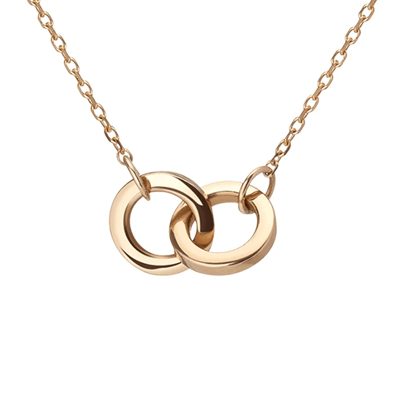 Gemnel latest jewelry mimalist solid brass women interlock pendant gold necklace