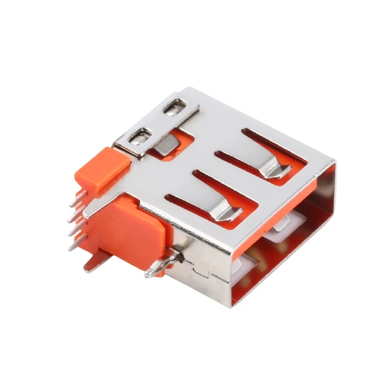 Orange 4pin Side Insert 3A 5A DIP PCB Large Current Data Charge Plug Socket Female USB A Connector 2.0