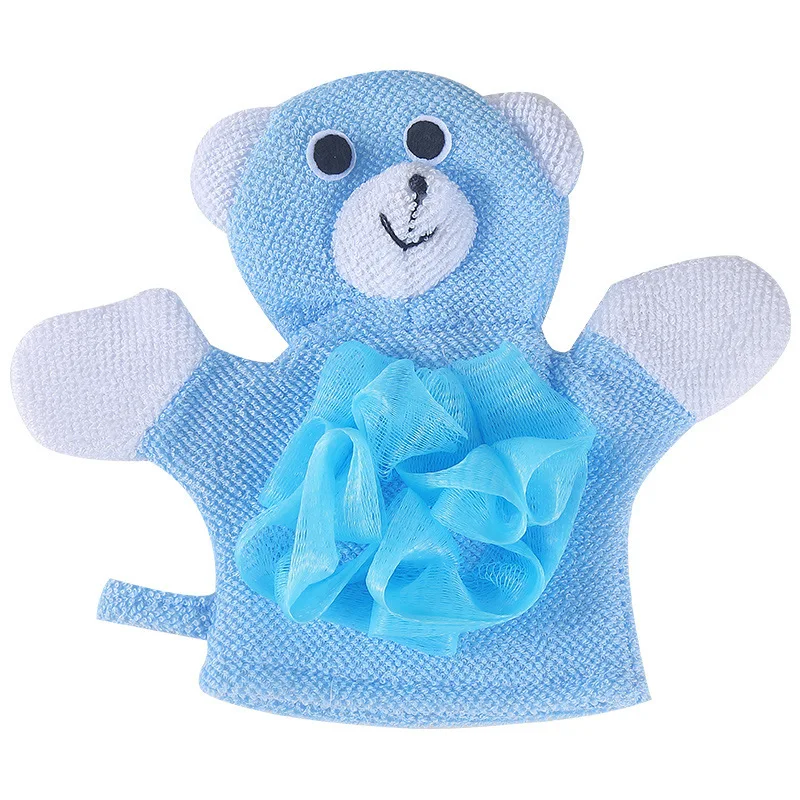 Custom Terry Cloth Loofah Cute Shower Mitt Animal Design For Children Baby Cleaning Bath Mitt