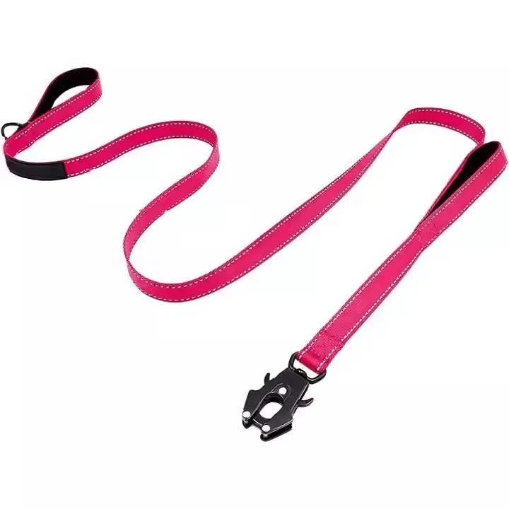 High quality heavy-duty pet dog chain nylon reflective safety dog leash with padded handle and frog clip