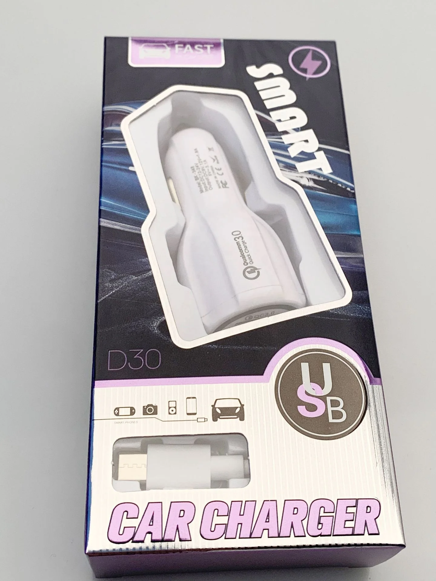 Custom Logo Dual USB Car Charger Qc3.0 Fast Charging 5V 3.1A Fast Phone Car Charger Adapter For Mobile Phone Quick Charge