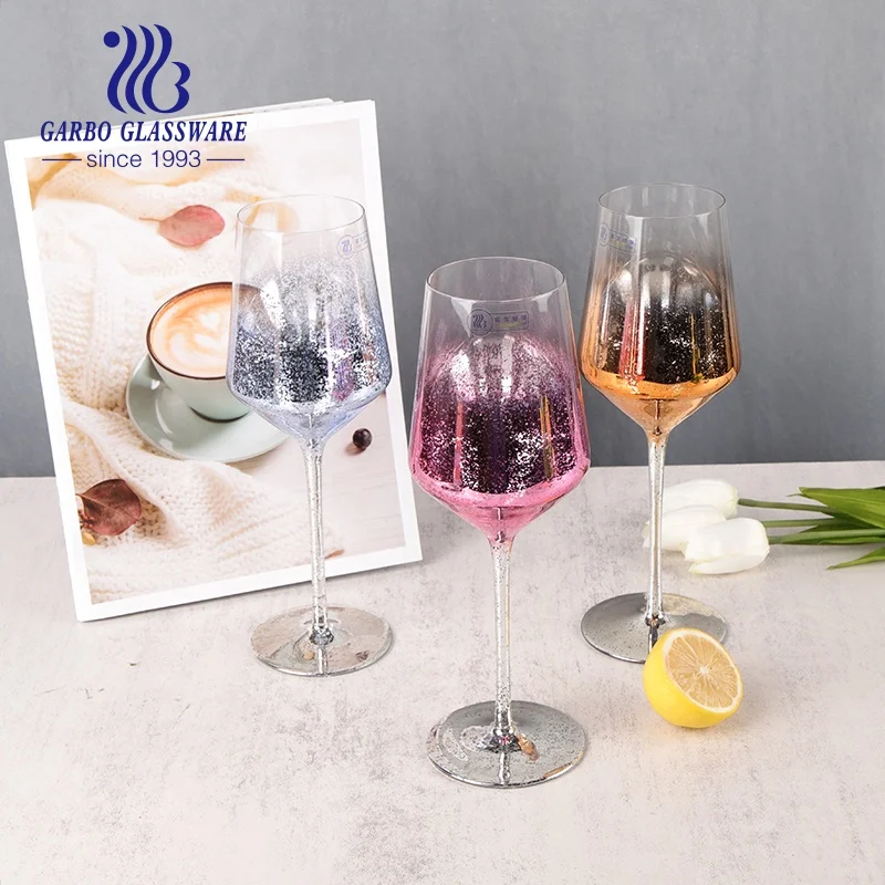 Exclusive Glass Stemware Custom Sprayed Color Gold Pink Starry Red White Wine Glass Goblets Cup Promotional Wine Glasses