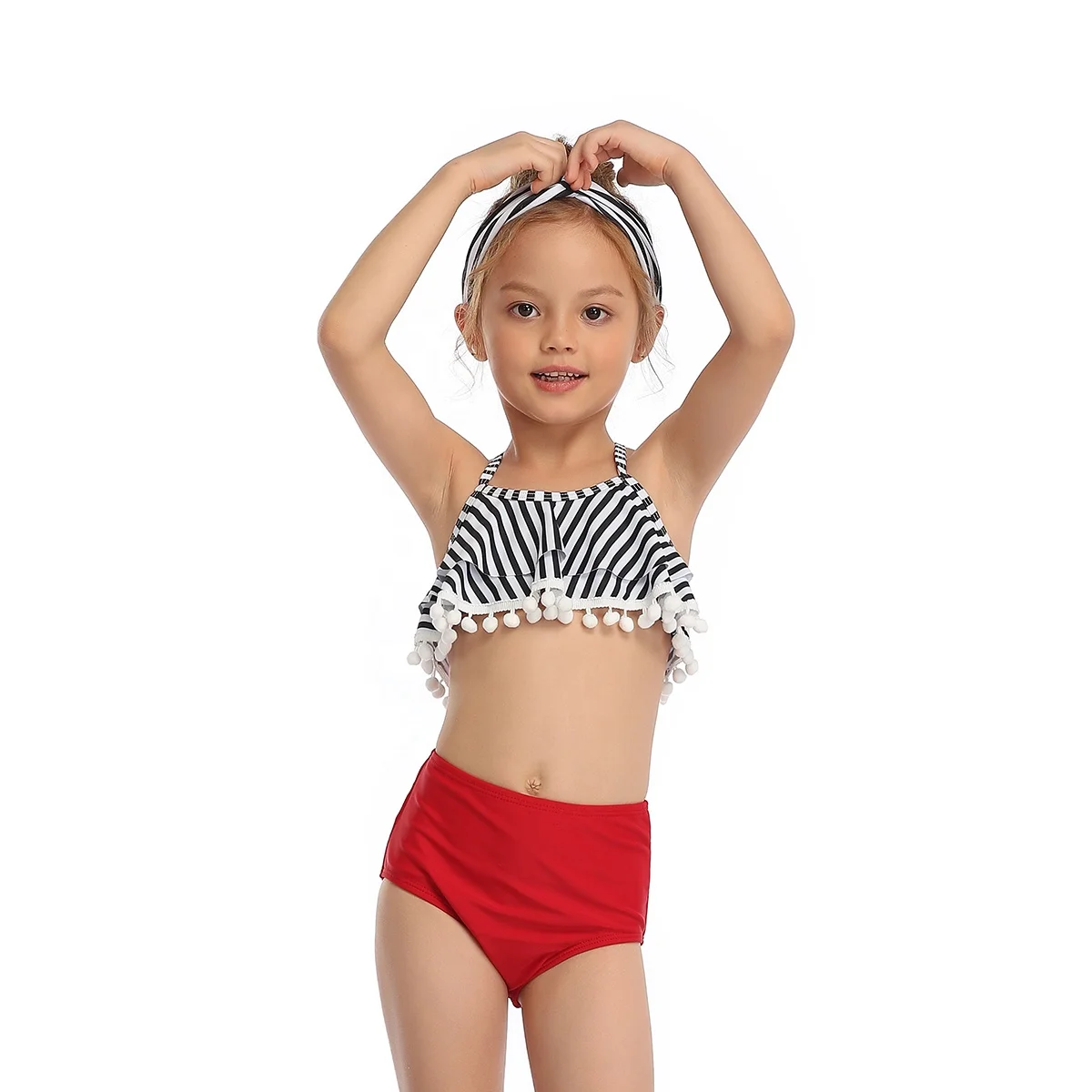 New Arrival Summer Girl Children Stripe Swimwear Baby Girl Bikini 2pcs Sets Kids Bathing Suit