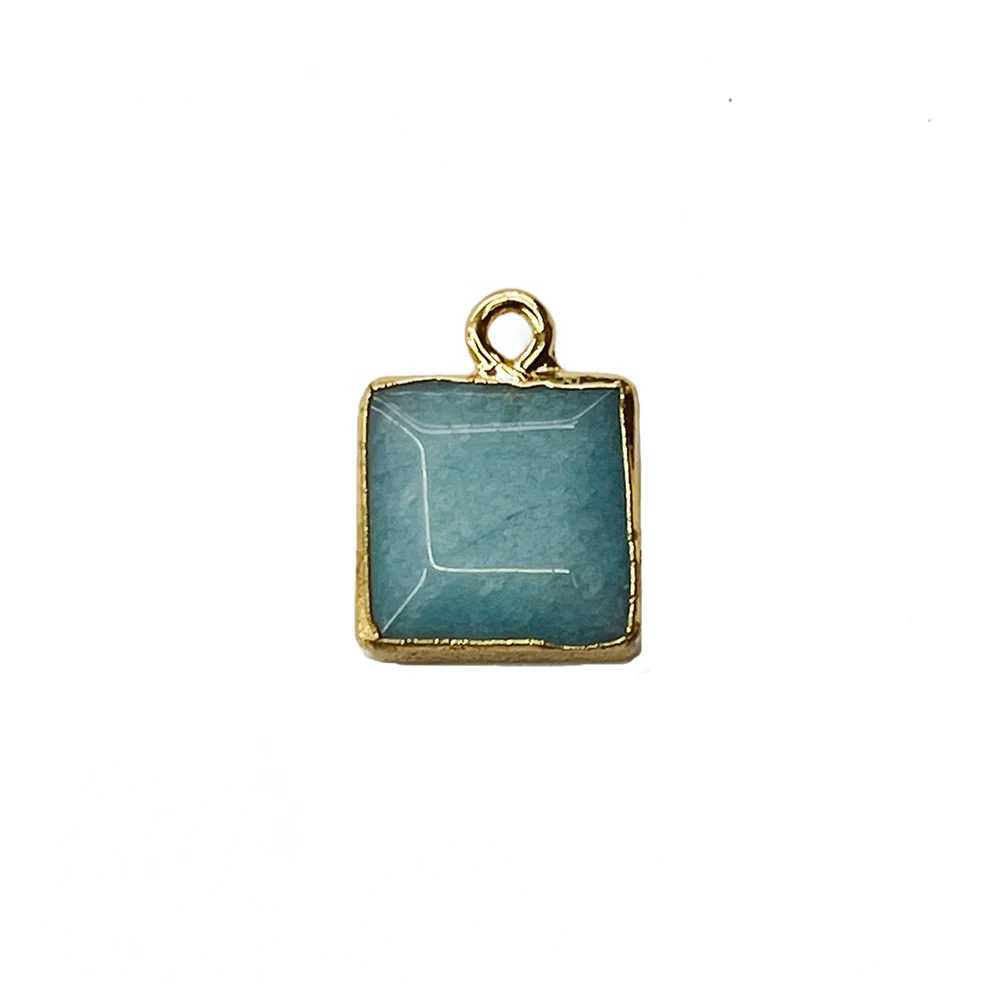 Best Price Geometric Square Inlaid Gemstone Necklace Pendant 18K Gold Plated Stainless Steel Square Pendant Jewelry Accessories
