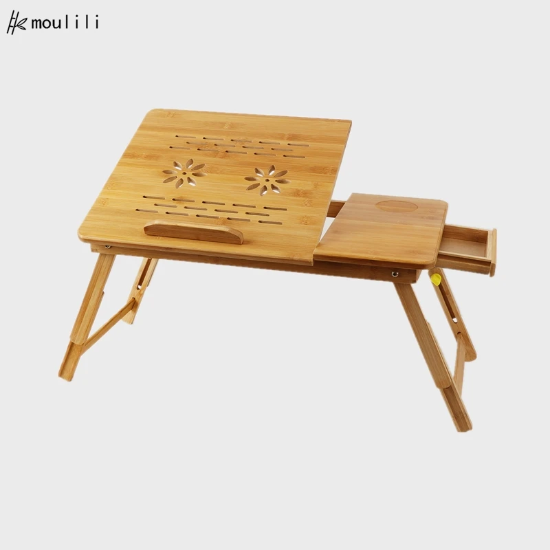 
Factory price multifunctional adjustable folding laptop desk bamboo bed study table 