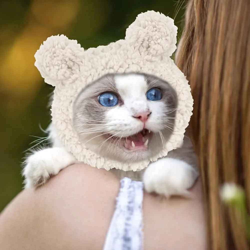 Костюм милого кота теплый медведь шапка для Регулируемый мягкий маленький головной убор питомца щенка собаки