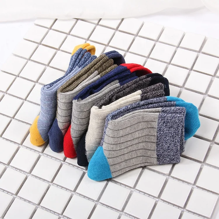 
Spring and autumn new vertical bar boy socks spell cylinder compound colorful cotton socks for boys 