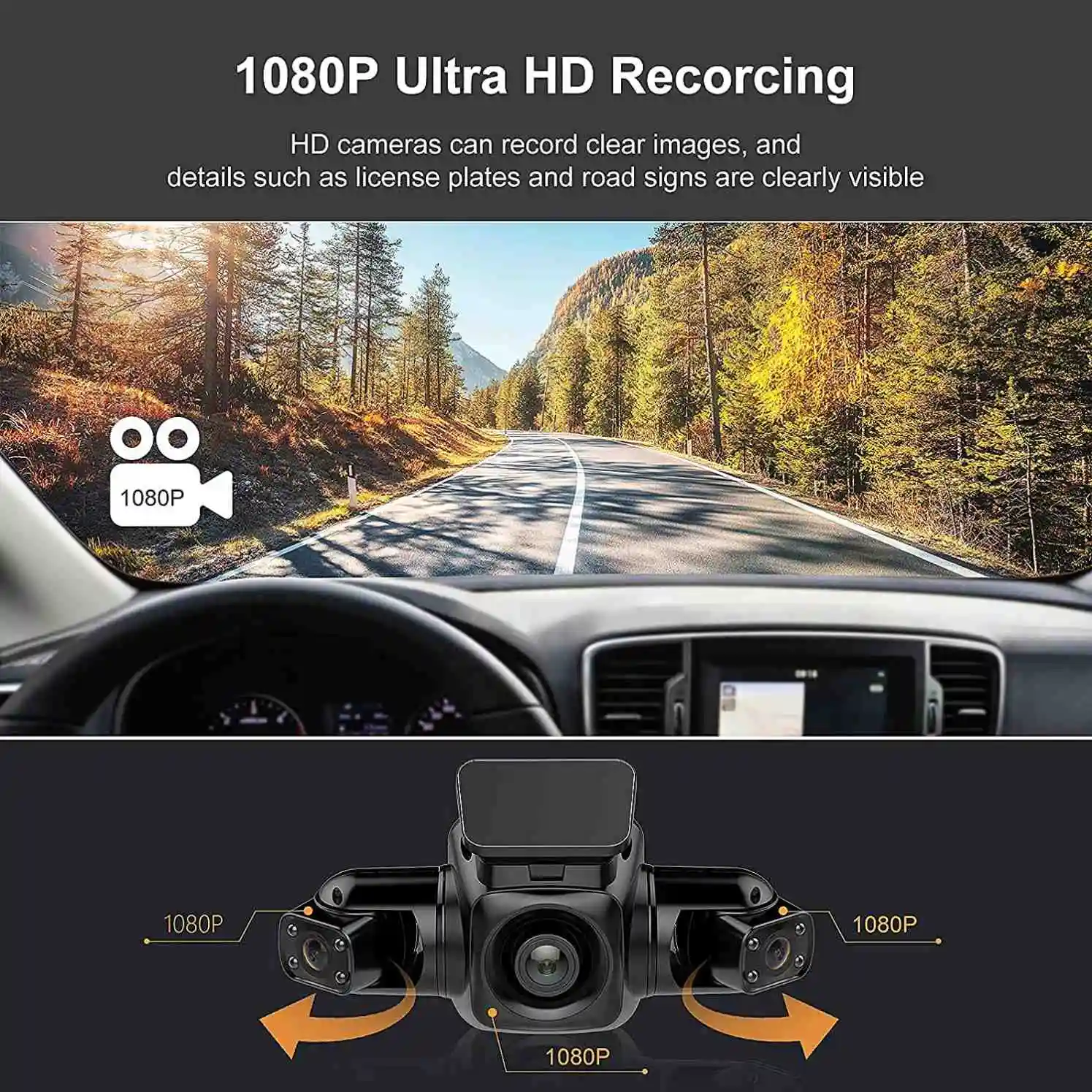 4 Camera 1080P Car DVR with WiFi GPS Night Vision Dual Lens Dash Cam 3 Channel HD IP Screen Car Camcorder