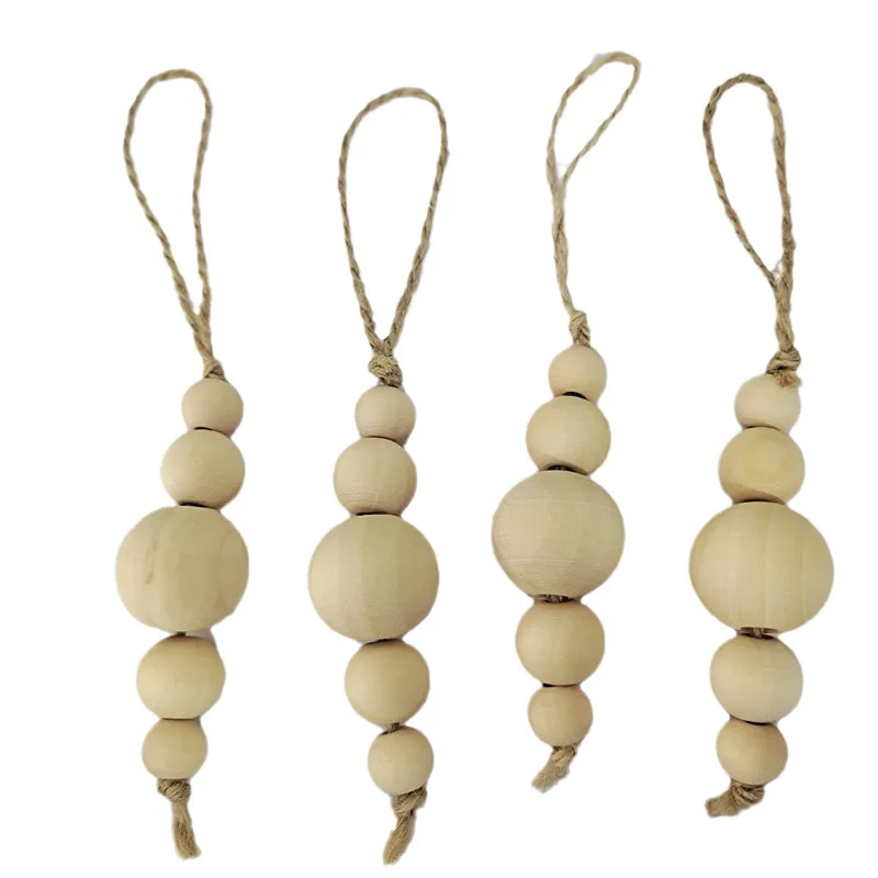 Farmhouse wood beads natural wooden bead garland diy wooden garland beads