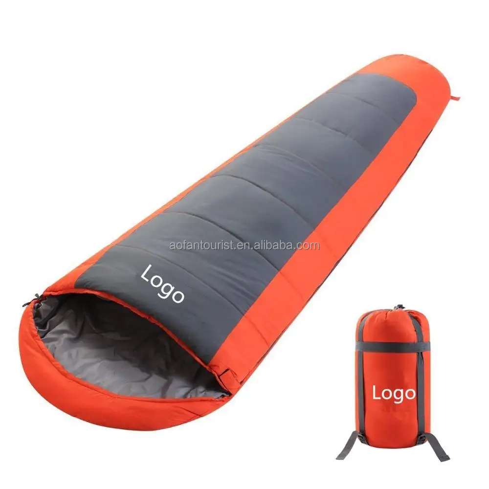 Custom Outdoor 210T Rip-stop Compact Portable Fishing 4 Season Mummy Sleeping Bag Winter For Camping Hiking Travel With Bag