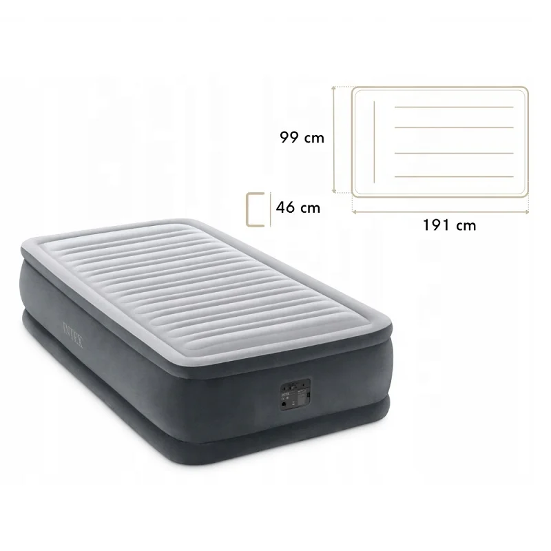 Intex 64412 Twin Dura-Beam Series Elevated Airbed With Built Pump Single Bed Inflatable Air Mattress