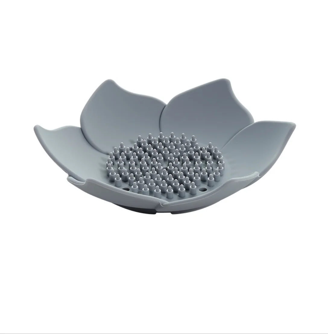 Silicone Kitchen Soap Drain Tray Lotus Shape Soap Holder Bathroom Soap Drain Storage Dish