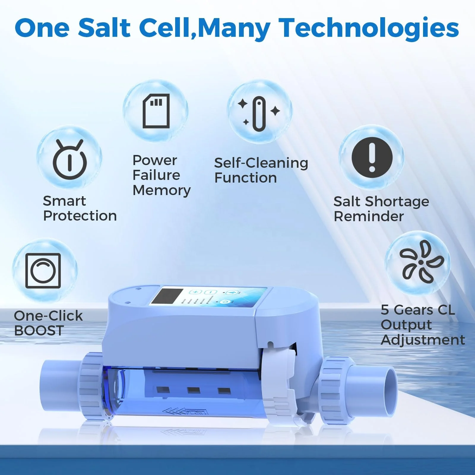 kornonssi 20-50g APP WiFi Function salt chlorinator For Swimming Poolsalt Chlorine Machine salt Water Chlorinatorsalt chlorinato