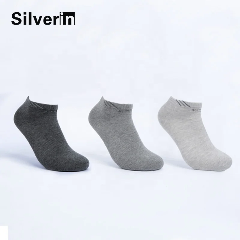 Cotton sweat-absorbent silver anti-microbial anti-odor ankle men socks