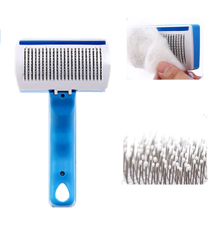 handle held one click removal pet hair pet grooming stainless steel brush