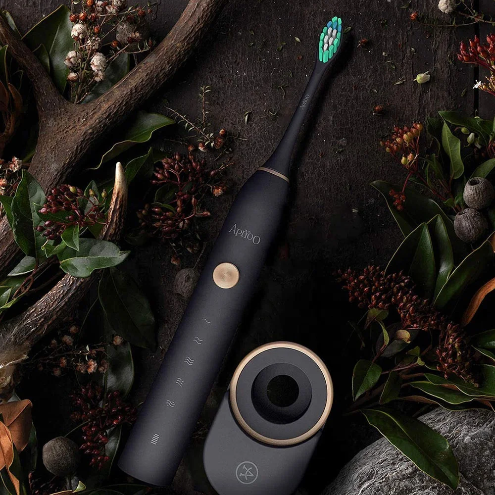 Ultrasonic Trendy 2022 new Private Label Wireless charging Electric Toothbrushes for adult Pure Black