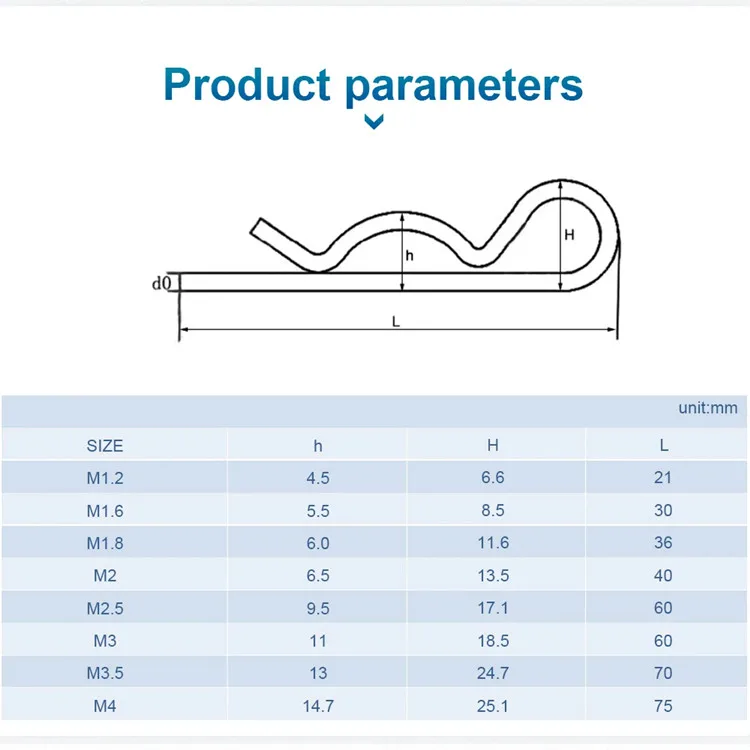 Stainless Steel 304 M1.2 M1.6 M1.8 M2 M2.5 M3 M4 R Clips Split Cotter Pins