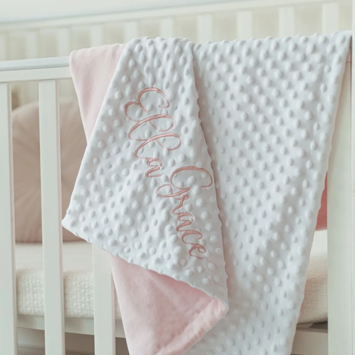 Mia Factory Custom Personalized Minky Blanket Low MOQ Baby Name Newborn Bedding Festive Pattern Baby Gift