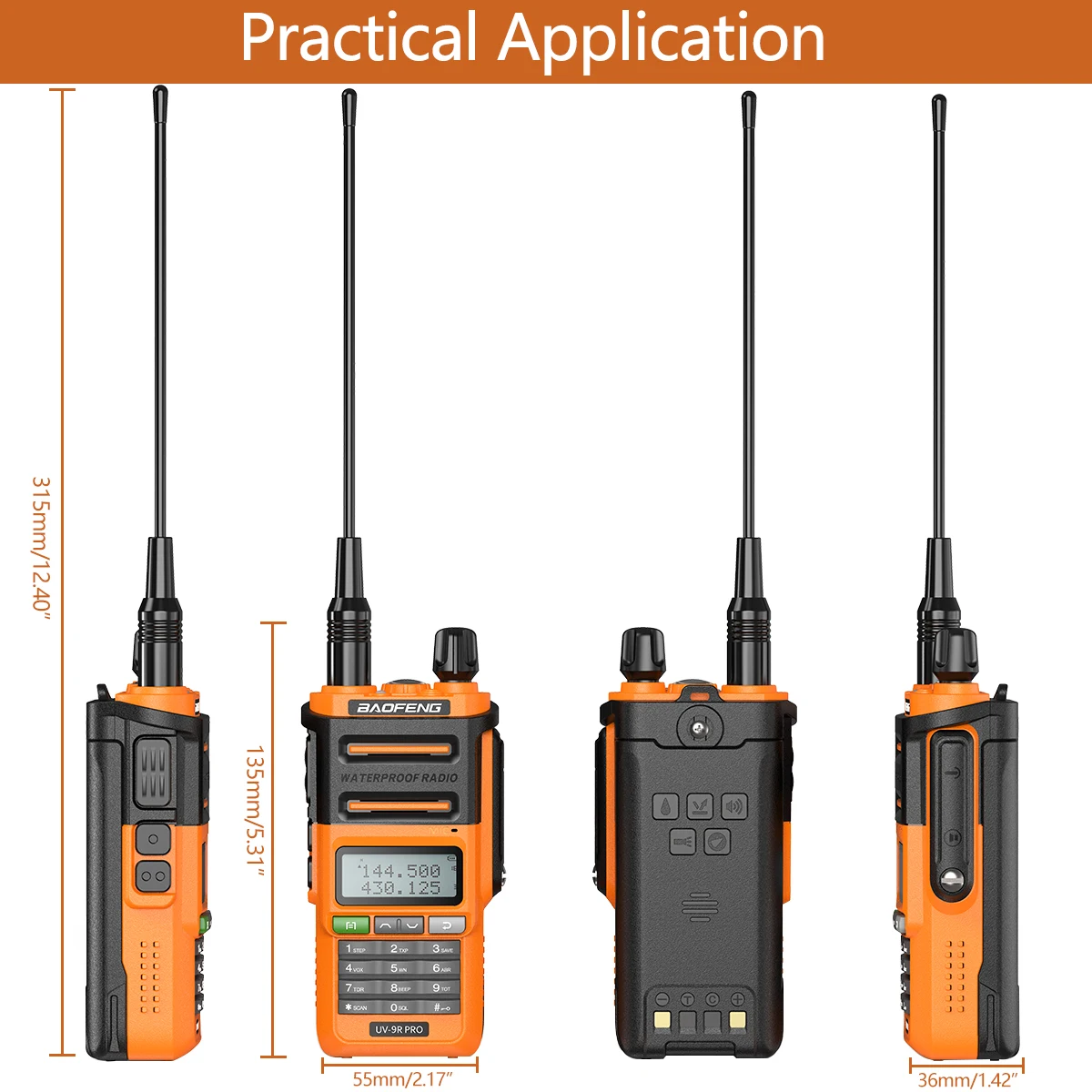 Baofeng UV-9R PRO IP68 Waterproof Walkie talkie High Power Two Way Radio UHF/VHF 136-174/400-520MHz Upgraded of UV9R Plus