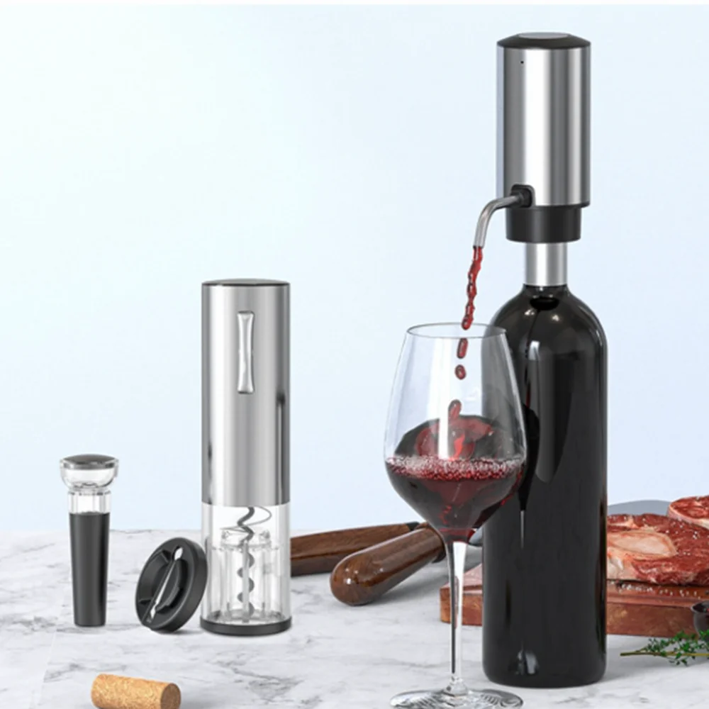 Custom logo Aluminium Alloy Food grade materials Charging Electric red wine bottle opener Gift Set