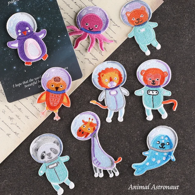 Computer embroidery label cartoon animal flight space embroidery sticker badge clothing accessories patch self-adhesive cloth st