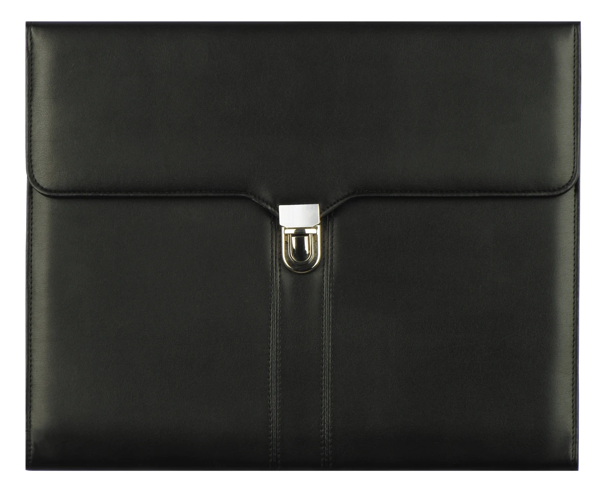 New Arrival A4 Leather Document Folder with Lock Fancy Presentation File Pockets for Office Use