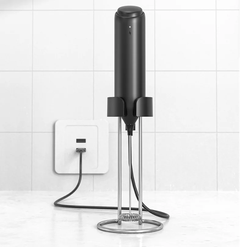 USB Charging Kitchen Appliances Handheld Electric Milk Foam Frother Automatic Coffee Mixer Rechargeable Black Milk Frother